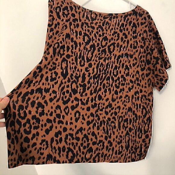 IDEOLOGY Brown Black Cheetah Leopard Animal Print V-Neck Short Sleeve Tee TShirt - Picture 12 of 12
